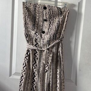 Black and cream Strapless Maxi Dress